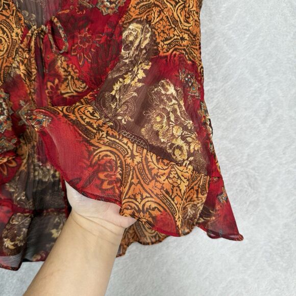 Vtg 90s 2-Piece Maxi Dress Set Sz 14 Sheer Ruffle Top Fairygrunge Boho Y2K Artsy - Picture 11 of 15